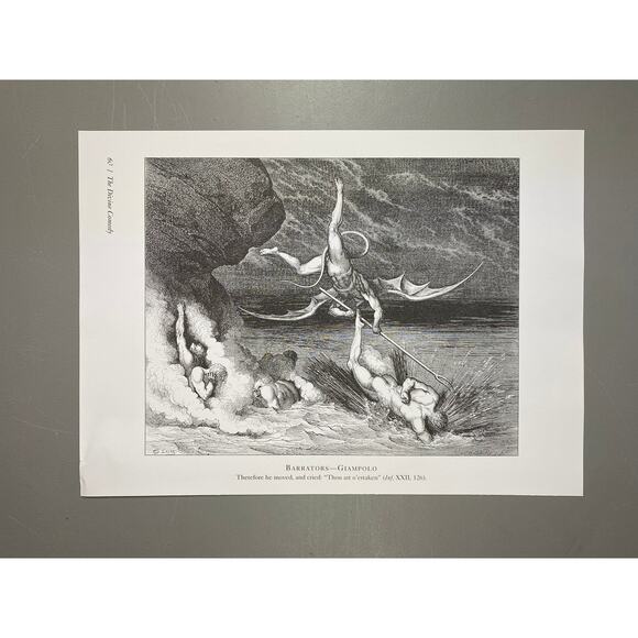 Dore, Divine Comedy, Antaeus, Barrators, Print, Bookplate, Art, ~ 240707-WH 292 - Picture 4 of 4